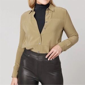 NWT Spanx Silk Button Down Sage Size Medium